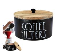 Porta filtro da caffè, organizer in legno con coperchio, contenitore per filtro da caffè per bancone, per brew pour, gocciolamento, viaggi, campeggio