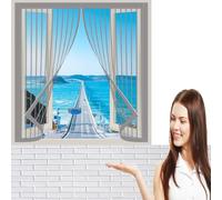 Porta Finestra Zanzariera Magnetica 110 x 107 cm Nessun Attrezzo Richiesto Zanzariera Universale Finestra con Nastro Autoadesivo Mantenere La Circolazione Dell'Aria Fresca, Grigio