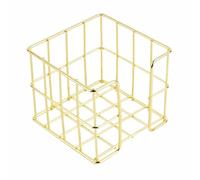 Porta foglietti adesivi in ferro, a griglia dorata, quadrato, per ufficio, casa, dormitorio (9,5 cm x 9,5 cm x 8 cm)