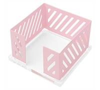 Porta foglietti adesivi, in rete metallica, dispenser a cubo, base in acrilico, organizer da scrivania per riporre documenti, biglietti da visita (rosa)