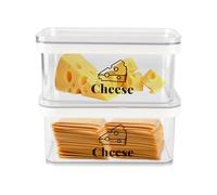 Porta Formaggio Da Frigorifero,Set Di 2 Contenitore Per Formaggi Con Coperchio,Salva Formaggio Sovrapponibile ,Sicuro Per Gli Alimenti e Privo Di Bpa Contenitore Formaggio Per Frigo 16.5 x 10 x 8 Cm