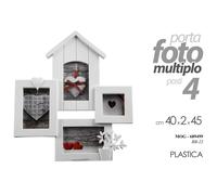 PORTA FOTO CORNICE MULTIPLO 4 POSTI IN PLASTICA BIANCO 40245 CM MOG-689499