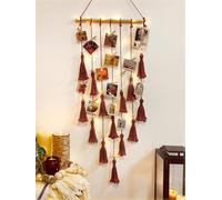 Porta Foto Da Appendere Con 30 Clip e Catena Luminosa a LED - Organizer per Collage Da Parete - Decorazione Della Camera Da Letto - Regali per Ragazze (Rosso)