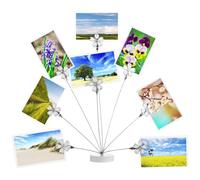 Porta foto e appunti artistico in metallo a tema fiori di ciliegio, 8 clip a forma di fiore, base bianca a altezza 26 cm, regalo meraviglioso per studenti e colleghi