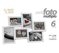 PORTA FOTO MULTIPLO CORNICE DA PARETE 6 POSTI IN PLASTICA BIANCO QEN-674280
