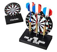 Porta freccette con design trofeo stampato in 3D con nome personalizzato, supporto multicolore per 3 freccette, Supporto per freccette con testo, regalo per giocatori/appassionati di freccette