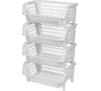 Porta frutta vivande 4 piani scaffale componibile bianco cassette in plastica