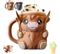 Porta gelato con manico e 2 cucchiai, contenitore a prova di perdite con stampa 3D per Ben & Jerry's, ghiaccioli, lattine di birra, simpatico regalo per gli amanti del latte (marrone)