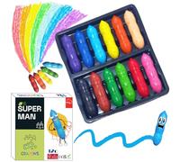 Porta Gesso Matite Cera Colorati,12PCS Gessetti Colorati,Lavabili e Sicuri,Impugnatura Più Facile, Ideali per Scuola, Disegno, Fai-Da-Te,La scelta migliore per fare regali