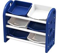 Porta Giochi Pupazzi Cameretta Organizzatori Di Giocattoli Con 6 Contenitori Rimovibili, Mobiletto Multifunzionale Per Il Soggiorno Della Sala Giochi Baule Portagiochi Per Vestiti(Dark Blue)