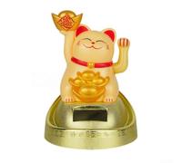 Porta gioia e fortuna nel tuo spazio con una decorazione a forma di gatto che sventola automatica a energia solare (giallo)