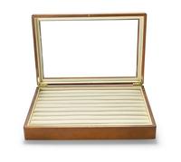 Porta Gioie con Coperchio Trasparente, Portagioie Donna da Camera, Rivestimento Interno in Microfibra, Portagioie Legno, per Anelli e Orecchini(Beige)