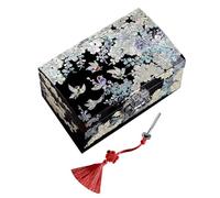 porta gioielli Portagioie | Realizzato in legno | Interno in velluto a due strati | Coperchio a specchio | Finitura laccata | Arte cinese fatta a mano | Regalo for San e festa della mamma(Black)