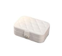 Porta Gioielli Scatola portagioie a doppio strato, moda, in pelle PU, organizer for gioielli, leggero, di lusso, da viaggio, portatile, for orecchini, collane, anelli Portagioielli da Comodino(White)
