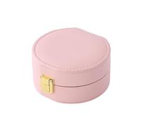 Porta gioielli Travel Size Jewelry Box Portable Seashell-Shaped Jewelry Case 2 Layer Organizer in PU Leather for Women(Roze)