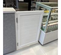 Porta Girevole in Legno Vintage per Bar: Ingresso Interno in Legno massello e Porta di Servizio con Cerniere, Chiusura Automatica ed Elegante cancelletto (Bianco, 29,5 x 35,4 Pollici).