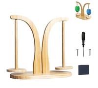 Porta Gomitolo Rotante, Avvolgitore di Lana a Doppio Fuso Rotante Magnetico, Portabobina Magnetico in Lana in Legno, Portagomitolo Girevole per Uncinetto, con Accessori di Montaggio(Colore Legno)