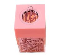 Porta Graffette Magnetiche 1,6 X 1,6 X 2,7 Pollici Dispenser Quadrato Di Graffette In Plastica Trasparente Con 18 Graffette, Raccoglitori Da Tavolo, Organizer Per Clip Per Ufficio (Pink)