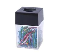Porta Graffette Magnetiche 1,6 X 1,6 X 2,7 Pollici Dispenser Quadrato Di Graffette In Plastica Trasparente Con 18 Graffette, Raccoglitori Da Tavolo, Organizer Per Clip Per Ufficio (Black)