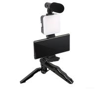 Porta i tuoi vlog a nuove altezze con questo kit per smartphone Vlog Treppiede Stand, mini microfono, luce di riempimento a LED