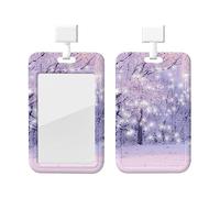 Porta ID scena foresta neve con cordino Protezione per carta d'identità in plastica Porta con finestra trasparente Porta nome per infermiereForniture per ufficio
