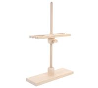 Porta Imbuto in Legno a Due Fori, Altezza Regolabile per Laboratorio | Supporto Stabile Beige, Adatto a Imbuto da 60ml a 500ml, per Esperimenti Scolastici