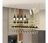 Porta in bicchiere di vino sospeso a soffitto, 11,8,21,6 pollici di porta d'ingresso a sospensione regolabile, porta in vetro di vino montato per cucina da bar, oro, 80 * 30 * 30 cm Made in China