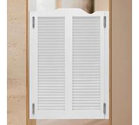 Porta in Legno Massello, Porte del Caffè, Porte Oscillanti Interne, Doppia Apertura Terrace Louver Cancello, W70-170cm, for Cucina Ristorante Entrata Divisoria(Bianco,W125xH90cm)