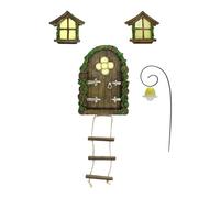 Porta in miniatura per albero delle fate con luminescenza, versatile statua in legno, perfetta per la casa e l'uso