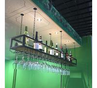 Porta in vetro da vino per rack per vino - supporto per display montato per ripiani di stoccaggio invertito in metallo a 1 strato - design retrò multifunzionale con catena - ripiani galleggianti, un