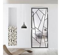 Porta in vetro per interni con cerniera, modello Atlas, vetro di sicurezza trasparente da 8 mm, decorazione nera, cornice a Z, adatta per apertura 80 x 198 cm