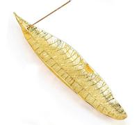 Porta incenso, 28 cm Bastoncini Portaincenso in Lega di Zinco, Bastoncini a Forma di Foglia, Per Casa, Ufficio, Yoga, Meditazione (Oro)