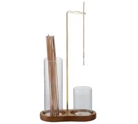 Porta incenso a forma di 8, Bruciatore di incenso capovolto con raccogli cenere in vetro rimovibile, in stile retrò, marrone, decorazione per soggiorno, angolo meditazione, camera da letto e ufficio