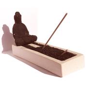 PORTA INCENSO BRUCIA INCENSO in Sasso Bianco con Buddha CM 20x6,5x3 H
