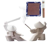 Porta incenso giapponese samurai - Bruciatore di incenso in ceramica con 2 cuscinetti e 1 bottiglia di incenso, decorazione per la casa zen e tè Kongfu per meditazione e scrivania da ufficio