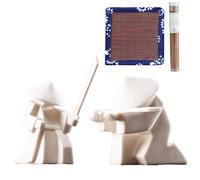 Porta incenso giapponese samurai - Bruciatore di incenso in ceramica con 2 cuscinetti e 1 bottiglia di incenso, decorazione per la casa zen e tè Kongfu per meditazione e scrivania da ufficio
