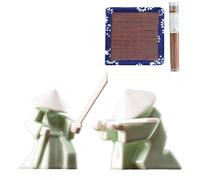 Porta incenso giapponese samurai - Bruciatore di incenso in ceramica con 2 cuscinetti e 1 bottiglia di incenso, decorazione per la casa zen e tè Kongfu per meditazione e scrivania da ufficio