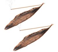 Porta incenso in bronzo da 2 pezzi con foglie in metallo, raccogli cenere per bastoncini di incenso lunghi, 21 cm, ideale per casa, ufficio, meditazione, yoga, include mini scopa