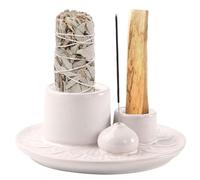 Porta incenso in ceramica 4 in 1, bastoncini di incenso Palo, supporto per meditazione, accessorio per ogni incenso, salvia bianca, coni di incenso Incense Sticks Holder Palo Santo Sticks.