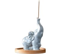 Porta incenso in ceramica a forma di elefante con posacenere in legno, graziosa statuetta per decorazione domestica, meditazione, yoga, aromaterapia
