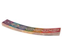 Porta incenso indiano con 7 chakra, in pietra ollare intagliata, 25 x 5 x 2,5 cm, 0,6 kg