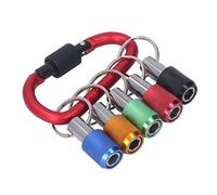 Porta Inserti Magnetico per Avvitatore, 5 Portabit a Bussola con Gambo Esagonale 1/4 Resistente Alla Ruggine Portatile Portainserti Magnetico con Portachiavi(Moschettone Rosso)