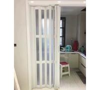 Porta interna a fisarmonica con maniglia hardware, telaio pieghevole in alluminio e pannello acrilico satinato per soluzione salvaspazio per cancelli scorrevoli