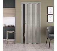 Forte Porta a Soffietto Luciana in PVC, Resistente agli urti, Riducibile, Kit completo di serratura, 88,5L x 214H cm, Effetto tessuto grigio