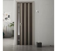 Forte Porta a Soffietto Luciana in PVC, Resistente agli urti, Riducibile, Kit completo di serratura, L88,5 x H214 cm, Effetto Legno rovere tortora