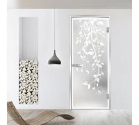 Porta interna in vetro con cerniera, modello dance, vetro di sicurezza temperato satinato da 8 mm, decorazione bianca, cornice a L, adatta per apertura 70 x 198 cm