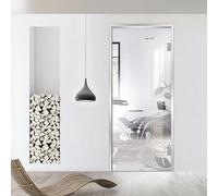 Porta interna in vetro con cerniera, modello LAVIE, vetro di sicurezza temperato trasparente da 8 mm, decorazione Incolor, cornice a Z, adatta per apertura 70 x 198 cm