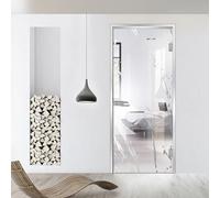 Porta interna in vetro con cerniera, modello roccia, vetro di sicurezza trasparente da 8 mm, decorazione a Z, cornice a Z, adatta per apertura 70 x 198 cm