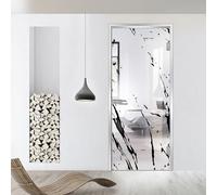 Porta interna in vetro con cerniera, modello Rock, vetro di sicurezza trasparente da 8 mm, decorazione nera, cornice a L, adatta per apertura 80 x 198 cm