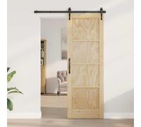 Porta interna scorrevole, 73,5 x 211 cm, in compensato di pino naturale | Facile da montare, meccanismo scorrevole salvaspazio, design rustico, pulire con un panno asciutto